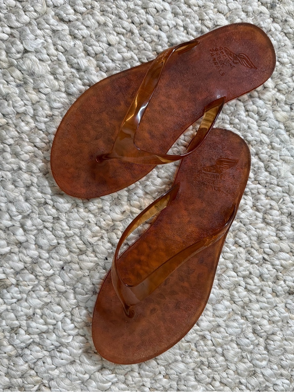 Ancient Greek Sandals “ Caramel” Brown Jelly Flip Flop Sandals